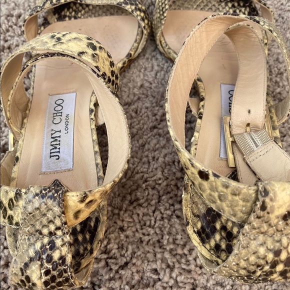 Jimmy Choo snakeskin print Connor wedge strappy sandals - Picture 5 of 9